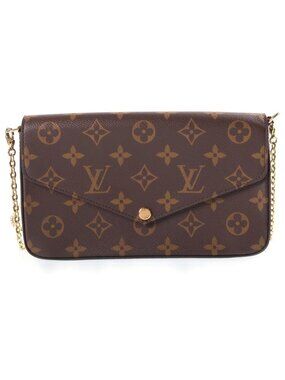 Louis Vuitton Pochette Felicie Monogram Chain Shoulder Bag Back Brown